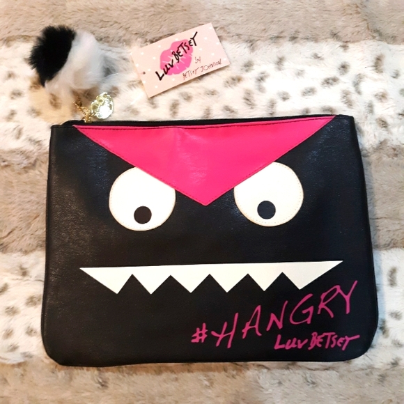 Betsey Johnson Handbags - NEW LUV BETSEY JOHNSON Black Cosmetic clutch Hangry Brand New with Tags!!